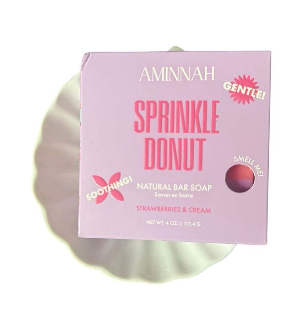 Aminnah Sprinkle Donut Natural Bar Soap in Strawberries & Cream